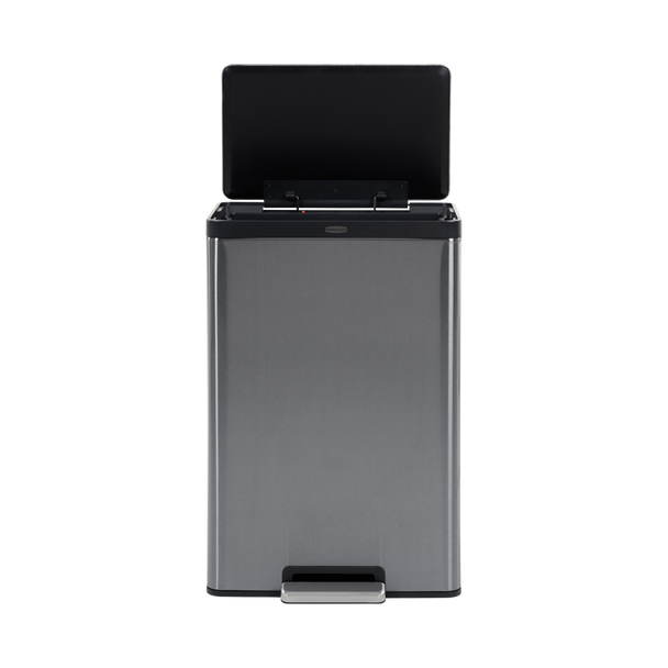 2112520 - Rubbermaid Elite Pedal Bin - 45 Ltr - Stainless Steel - Front Facing with Lid Open 2112520 - Rubbermaid Elite Pedal Bin - 45 Ltr - Stainless Steel - Front Facing with Lid Open