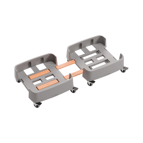 Two Durable Durabin 90 Linkable Bin Trolleys Connected Together