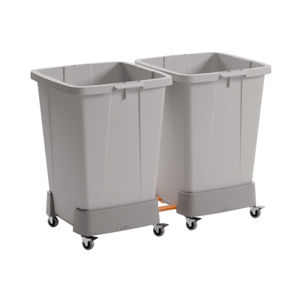 Two Durable Durabin 90 Linkable Bin Trolleys Connected Together wih Containers Installed