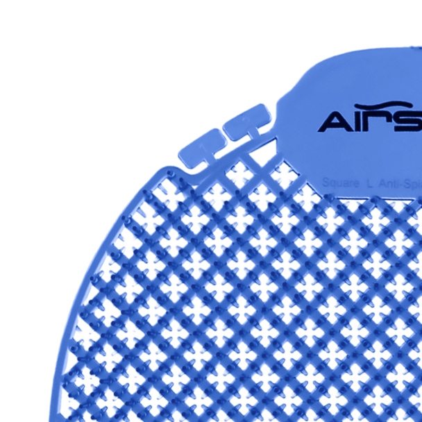 Airsenz Ultra Urinal Screen - Cotton Bloom - Close-up of Removable Lifespan Tabs Near Branding