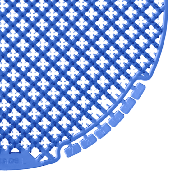 Airsenz Ultra Urinal Screen - Cotton Bloom - Close-up of Removable Lifespan Tabs Near Bottom of Screen