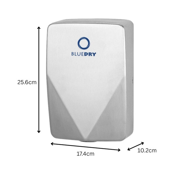 Dimensions for Bluedry V-Edge Slimline Compact Hand Dryer