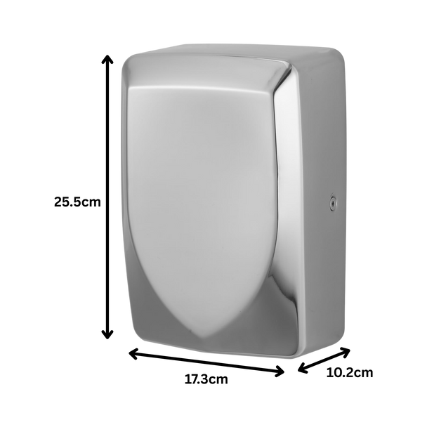 HD-UB-GLIDE-PS - Glide Compact Automatic Hand Dryer - Polished Stainless Steel - Dimensions