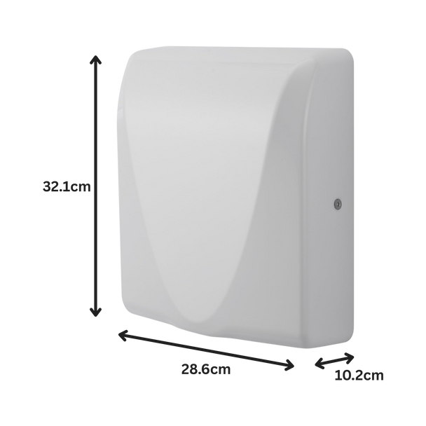 HD-UB-SLIMFLOW-W - SlimFlow Compact Electric Hand Dryer with HEPA Filter - White - Dimensions
