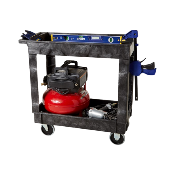 Rubbermaid Standard Utility Cart Loaded with Compressor, Clamps and Spirit Level