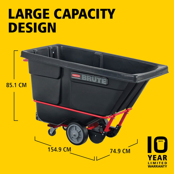 Rubbermaid BRUTE Heavy-Duty Tilt Truck with DuraTilt Frame Features Large Capacity Design