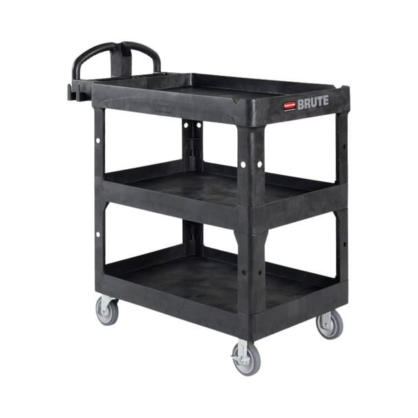 Rubbermaid BRUTE Heavy-Duty 3-Shelf Utility Cart - Medium - Black - 2196862