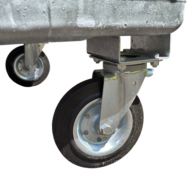 Close-Up of Non-Braking Wheel and Integrated Forklift Pocket