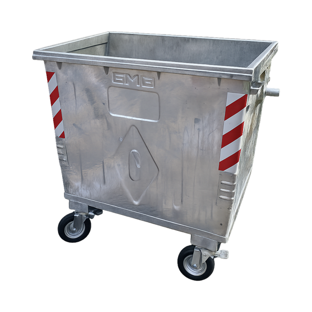 GBWB1100 - Metal Wheelie Bin with Side-Mounted Forklift Pockets - 1100 Ltr - No Lid