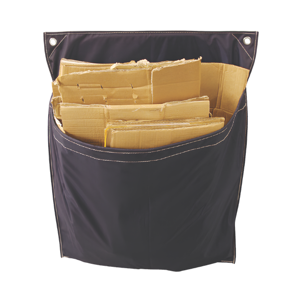 T1B/1 - Racksack Trolley 1-Pocket Reusable Recycling Sack - 50 Ltr - Blue - Facing Forwards and Filled with Cardboard