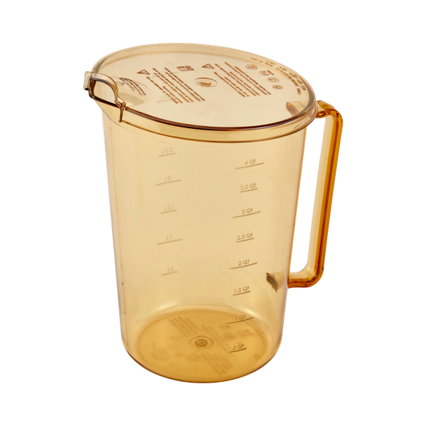 Cambro High Heat Splatter-Proof Cover Fitted to 3.8 Ltr High Heath Measuring Jug - Front Facing Left