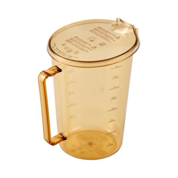 Cambro High Heat Splatter-Proof Cover Fitted to 3.8 Ltr High Heath Measuring Jug and Showing Handle Detail