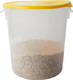 FG572824CLR - Rubbermaid Round Storage Container - 20.8 Ltr - Clear - Fitted with yellow Lid and Filled with Beans