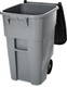 FG9W2700GRAY - Grey Rubbermaid BRUTE Rollout Container with lid open