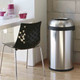 CW1469 - simplehuman Open Top Bullet Bin - 80 Ltr - Brushed Steel - In a Coffee Shop