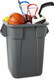 FG353600GRAY - Rubbermaid Square Brute container filled with balls and racquets