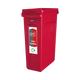 A narrow cans & bottles sticker attached to the front of a red Slim Jim bin