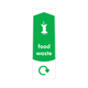 Slim Waste Bin Sticker - Food Waste - PC115FW - Featuring Recycling Logo, Apple Core Graphic and Food Waste Text