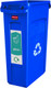 PC115G - Narrow Glass recycling sticker attached to the front of a blue Slim Jim bin