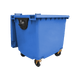 Blue Wheelie Bin - 1100 Litre - Front View Right Offset Lid Open