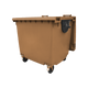 Brown Wheelie Bin - 1100 Litre - Front View Left Offset Lid Open