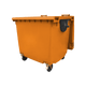 Orange Wheelie Bin - 1100 Litre - Front View Left Offset Lid Open