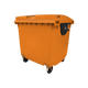 Orange Wheelie Bin - 1100 Litre - Offset View Left