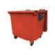 Red Wheelie Bin - 1100 Litre - Front View Left Offset Lid Open