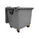 Grey Wheelie Bin - 1100 Litre - Front View Right Offset Lid Open