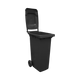 Black Wheelie Bin - 180 Litre - Lid Up Offset View Right