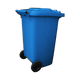 Blue Wheelie Bin - 240 Litre - Offset Back View