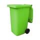 Lime Green Wheelie Bin - 240 Litre Lid Open Offset View Front