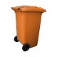 Orange Wheelie Bin - 240 Litre Lid Closed Offset View Back