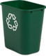 Rubbermaid Rectangular Wastebasket with Recycling Logo - 26.6 Ltr - Green - FG295606GRN