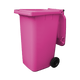 Pink Wheelie Bin - 240 Lid Open Offset Front View