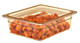 20HPCH150 - Lid with handle on 100mm deep gastronorm pan that is amber in colour and contains pieces of sweet & sour chicken