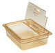 20HPLN150 - FlipLid with open window on empty amber coloured 100mm deep gastronorm pan