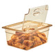 20HPLN150 - Open FlipLid on amber coloured 150mm deep gastronorm food pan containing southern fried chicken