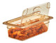 30HPL150 - FlipLid with open window on amber coloured 100mm deep gastronorm pan containing chicken bites