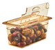 30HPLN150 - FlipLid with open window on amber coloured 150mm deep gastronorm pan containing variety of olives