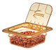 60HPL150 - FlipLid with open window on amber coloured 65mm deep gastronorm pan containing kidney beans