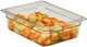 24CW135 - transparent 100mm deep Cambro Polycarbonate Gastronorm Food Pan containing melon & pineapples chunks