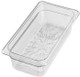 30CWD135 - GN 1/3 polycarbonate drain shelf placed within a clear polycarbonate gastronorm pan