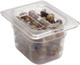 84CW135 - 1/8 sized, 100% transparent, Cambro Polycarbonate Gastronorm Pan with olives & notched cover