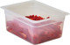 26PP190 - A half sized, 150mm deep, rectangular gastronorm food pan that is manufactured from translucent polypropylene containing sliced red peppers