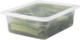 20PPCWSC190 - Translucent Polypropylene Gastronorm Seal Cover fitted to 100mm deep polypropylene gastronorm food pan containing celery sticks