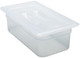 34PP190 - A one-third sized polypropylene gastronorm pan food pan sealed by a cover with handle