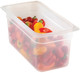 36PP190 - A one-third sized polypropylene gastronorm pan food pan containing red, yellow and orange peppers