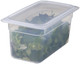 40PPCWSC190 - Quarter-sized transparent seal cover fitted to 150mm deep food pan containing green leaf salad