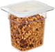 80PPCWSC190 - GN 1/8 transparent seal cover fitted to 150mm deep polycarbonate food pan containing granola